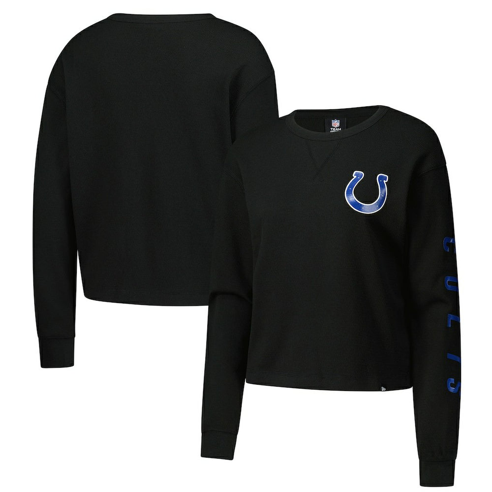 Indianapolis Colts New Era Women's Sport Night Thermal Long Sleeve Cropped T-Shirt - Black online