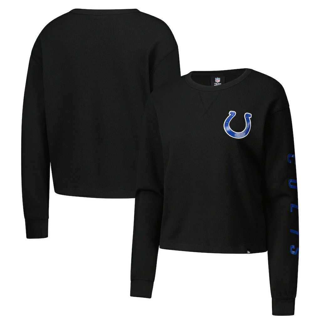 Indianapolis Colts New Era Women's Sport Night Thermal Long Sleeve Cropped T-Shirt - Black online