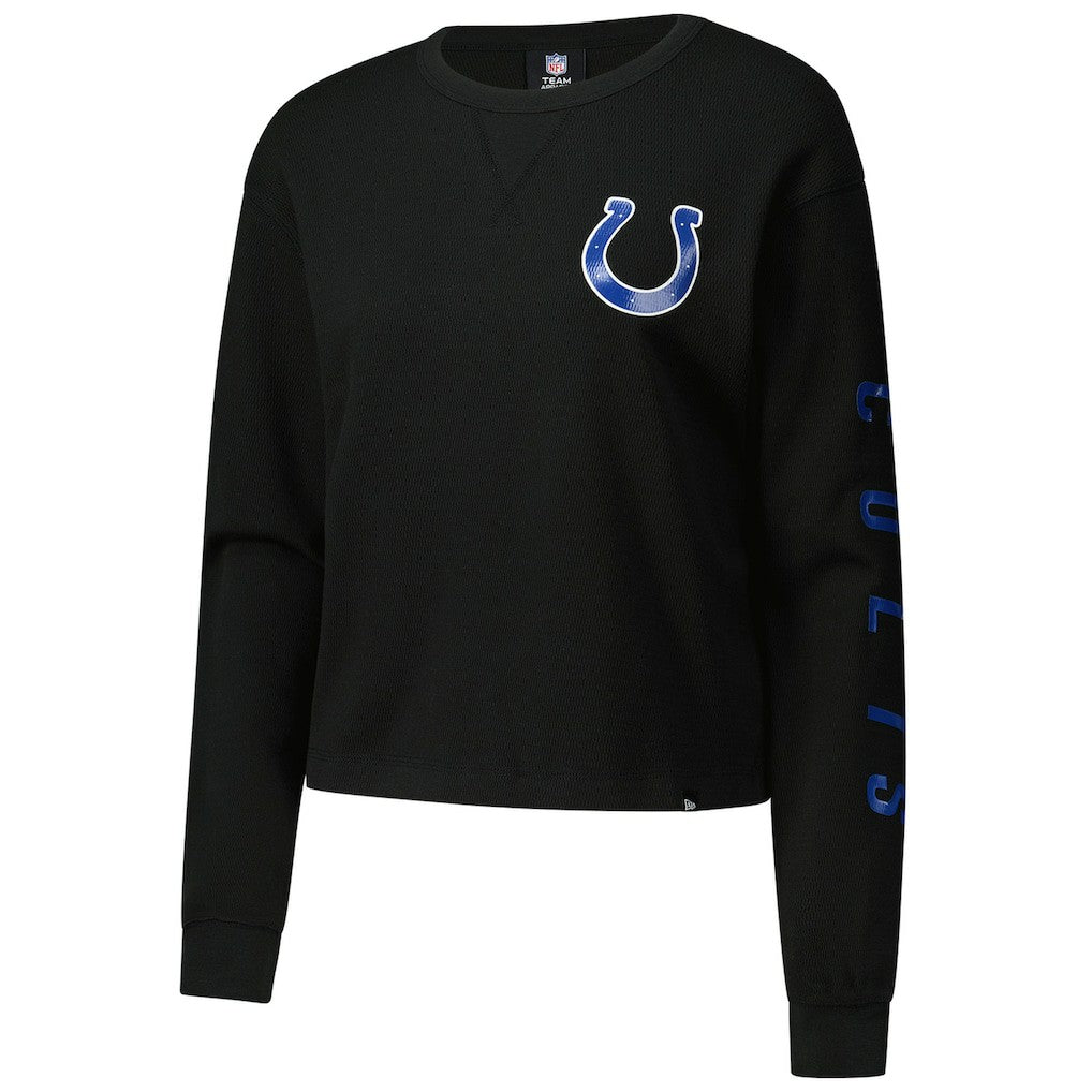 Indianapolis Colts New Era Women's Sport Night Thermal Long Sleeve Cropped T-Shirt - Black online