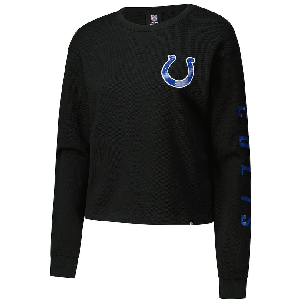 Indianapolis Colts New Era Women's Sport Night Thermal Long Sleeve Cropped T-Shirt - Black online