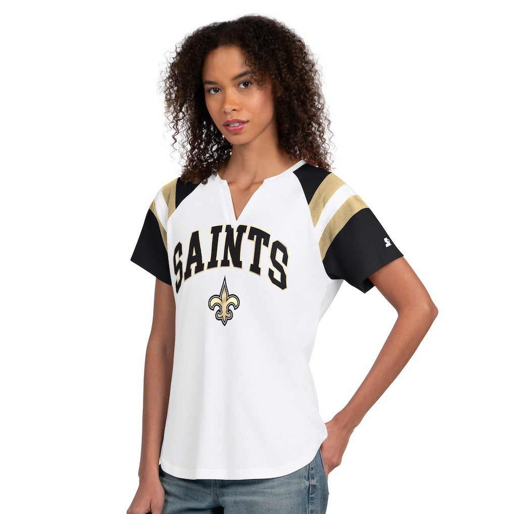 New Orleans Saints Starter Women's Game On Notch Neck T-Shirt - White outlet