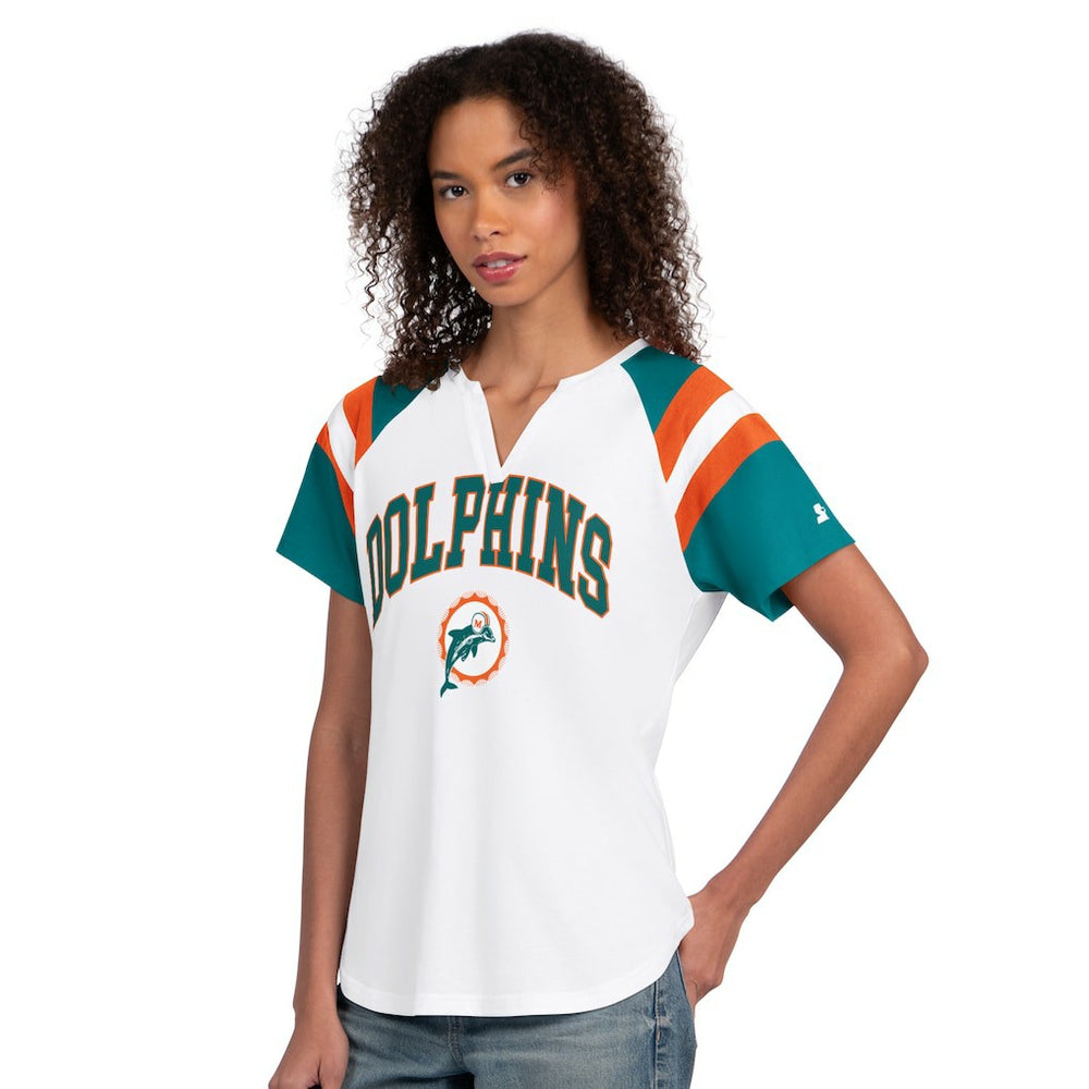 Miami Dolphins Starter Women's Game On Notch Neck T-Shirt - White sale