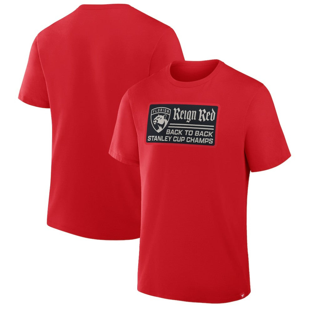 Florida Panthers Back-To-Back Stanley Cup Champions Reign Red T-Shirt - Red T-shirts