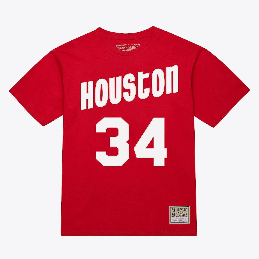 Hakeem Olajuwon Houston Rockets Unisex Hardwood Classics Name & Number T-Shirt sale - Red on sale