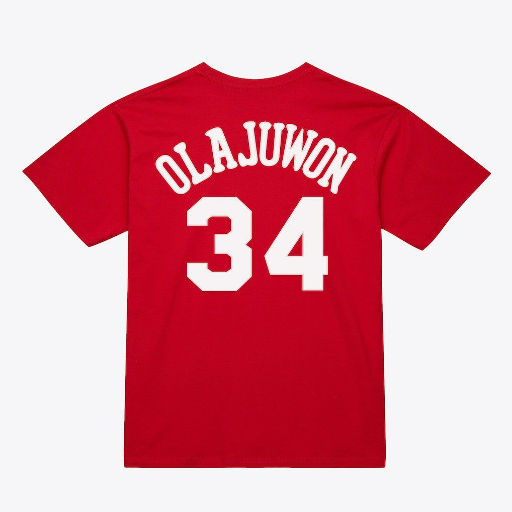 Hakeem Olajuwon Houston Rockets Unisex Hardwood Classics Name & Number T-Shirt sale - Red on sale