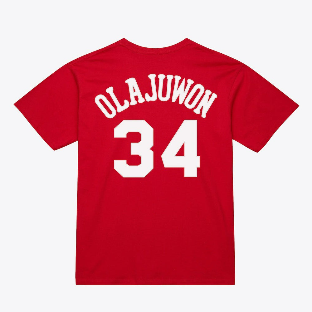 Hakeem Olajuwon Houston Rockets Unisex Hardwood Classics Name & Number T-Shirt sale - Red on sale