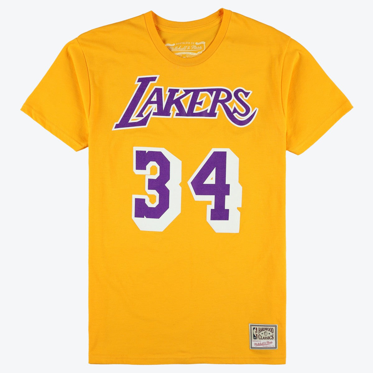 Shaquille O'Neal Los Angeles Lakers Unisex Hardwood Classics Name & Number T-Shirt - Gold discount