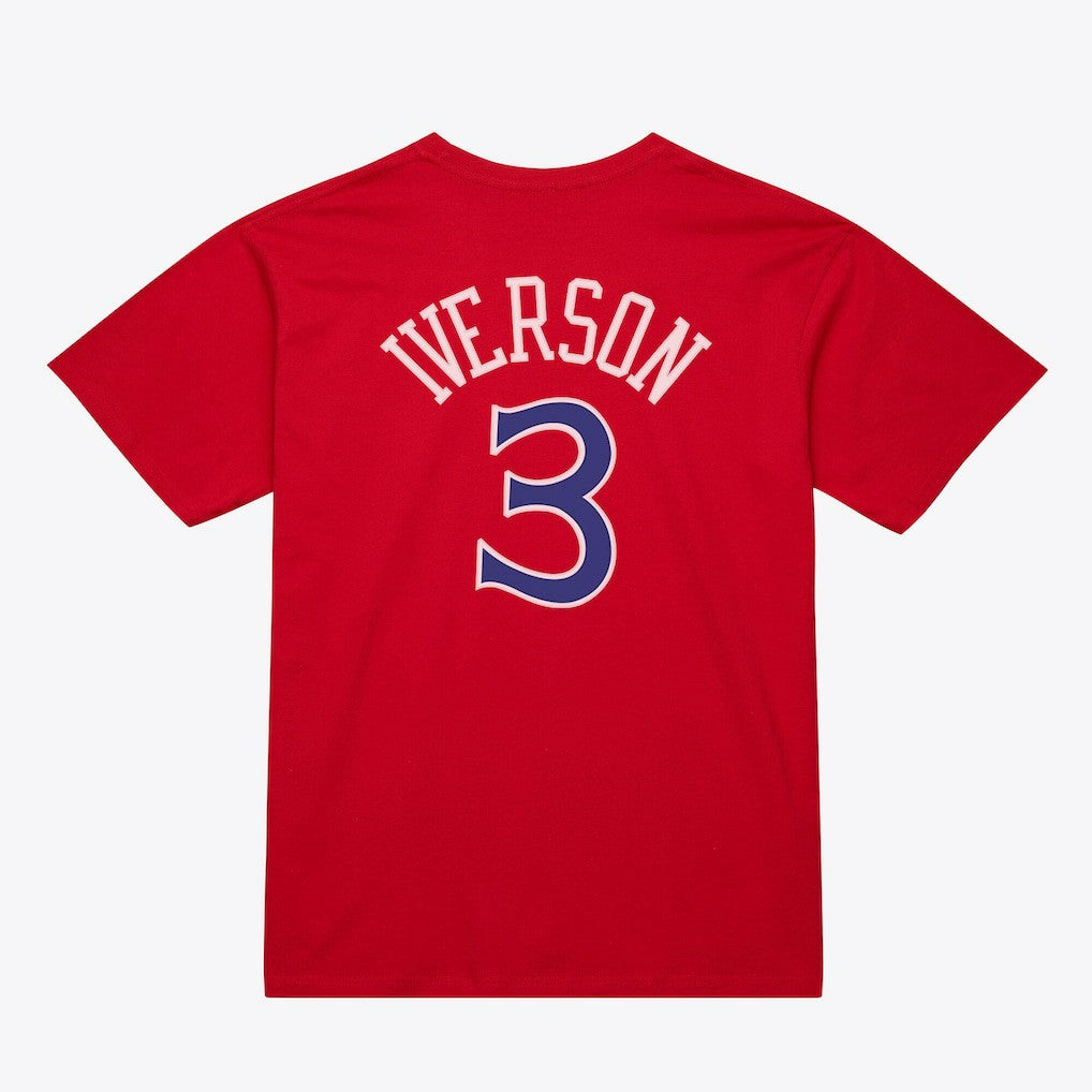 Allen Iverson Philadelphia 76ers Unisex Hardwood Classics Name & Number T-Shirt - Red sale
