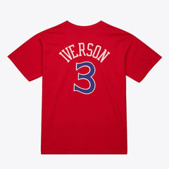 Allen Iverson Philadelphia 76ers Unisex Hardwood Classics Name & Number T-Shirt - Red sale
