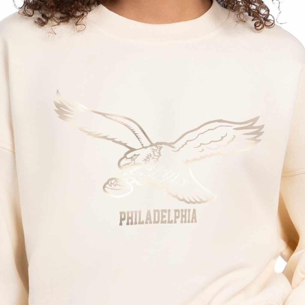 Philadelphia Eagles Starter Women's Travel Pastels Boxy Fleece Sweatshirt - Cream cheap
