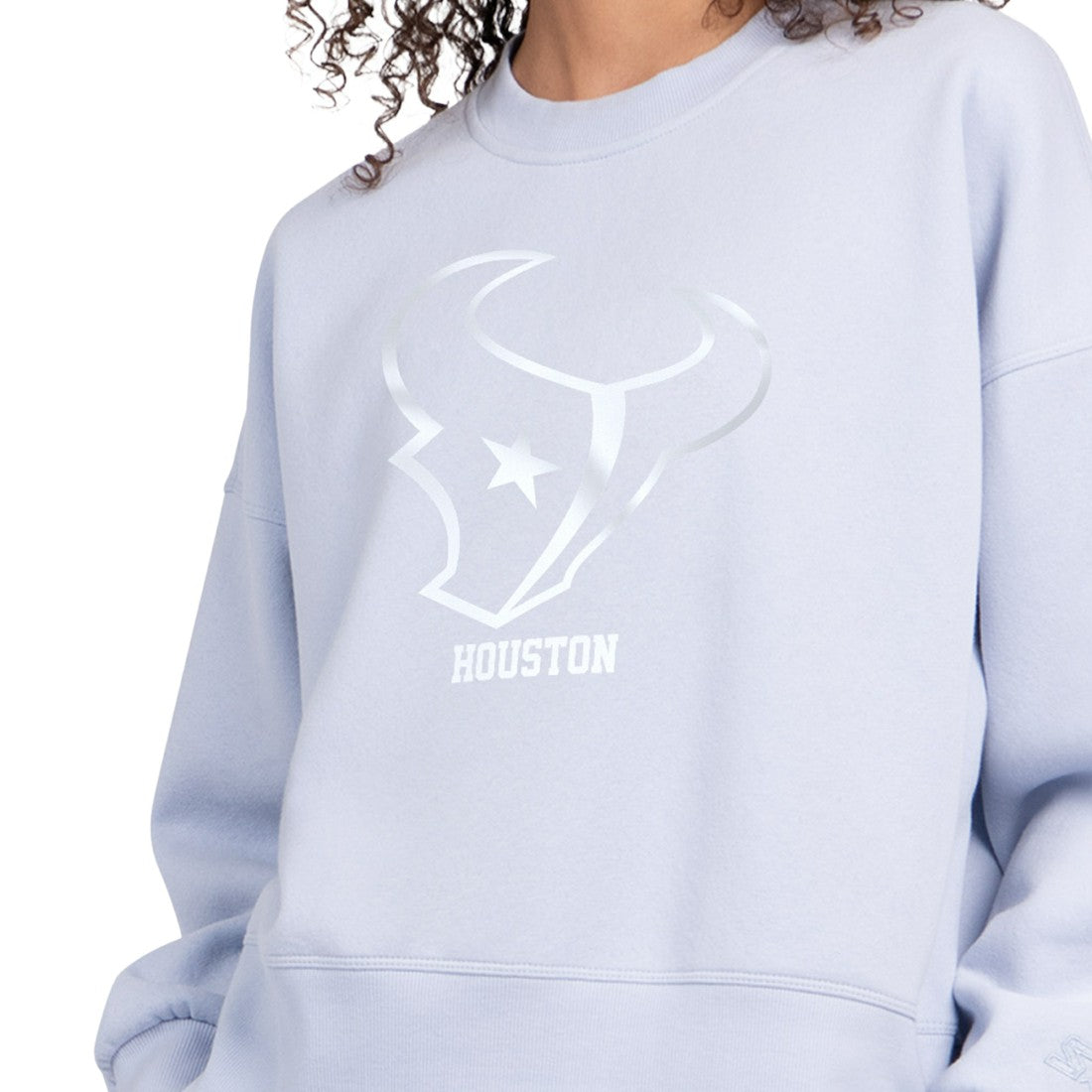 Houston Texans Starter Women's Travel Pastels Boxy Fleece Sweatshirt - Light Blue sale