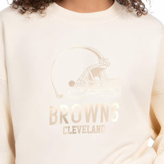 Cleveland Browns Starter Women's Travel Pastels Boxy Fleece Sweatshirt - Cream on sale