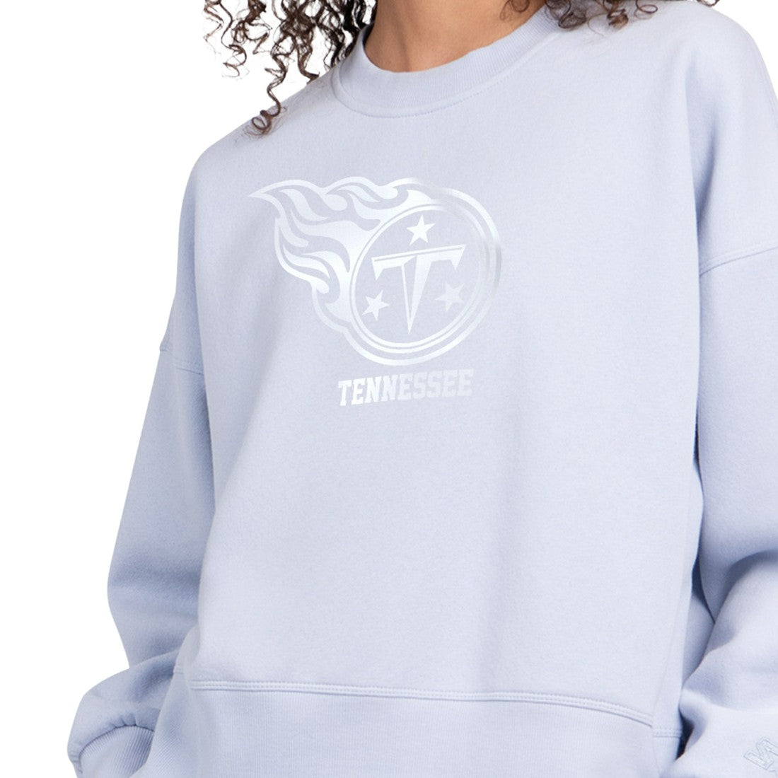Tennessee Titans Starter Women's Travel Pastels Boxy Fleece Sweatshirt - Light Blue online