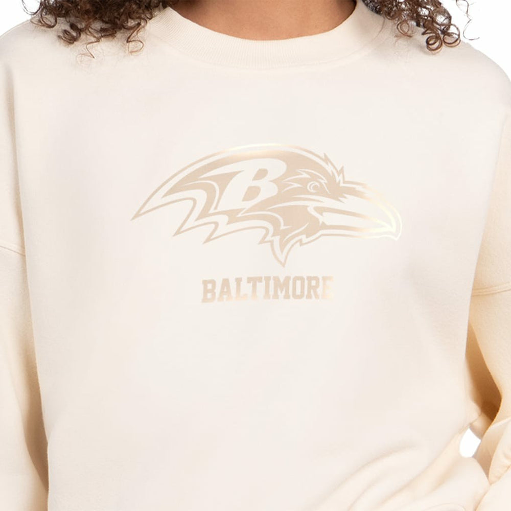 Baltimore Ravens Starter Women's Travel Pastels Boxy Fleece Sweatshirt - Cream on sale