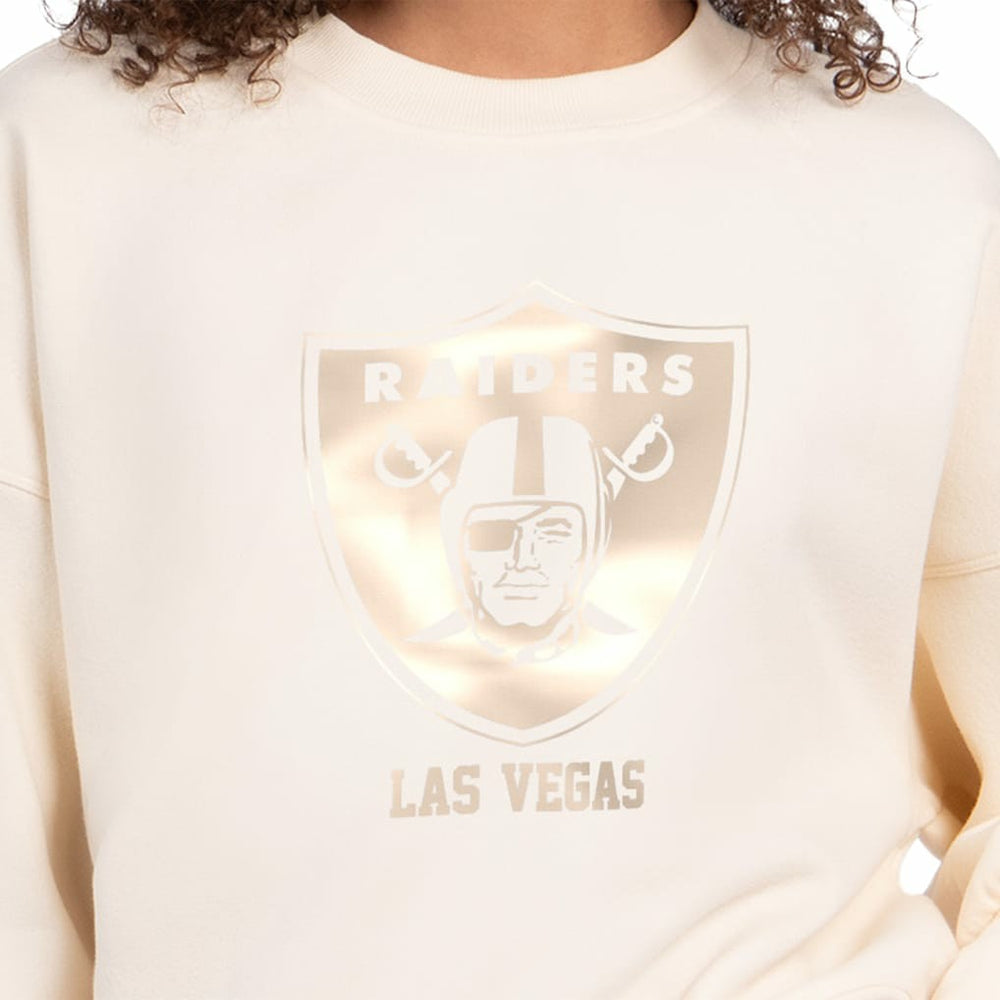 Las Vegas Raiders Starter Women's Travel Pastels Boxy Fleece Sweatshirt - Cream discount