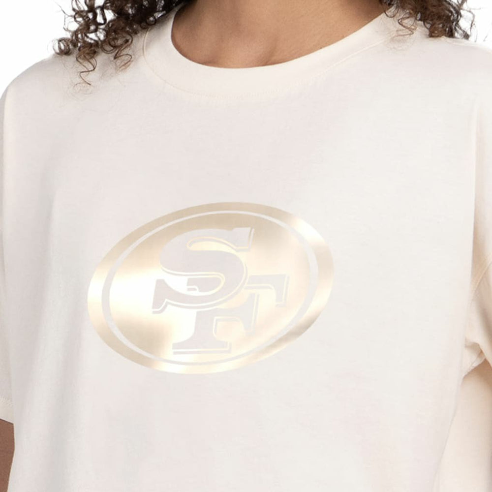 San Francisco 49ers Starter Women's Pastel Travel Boxy Cropped T-Shirt - Cream for sale