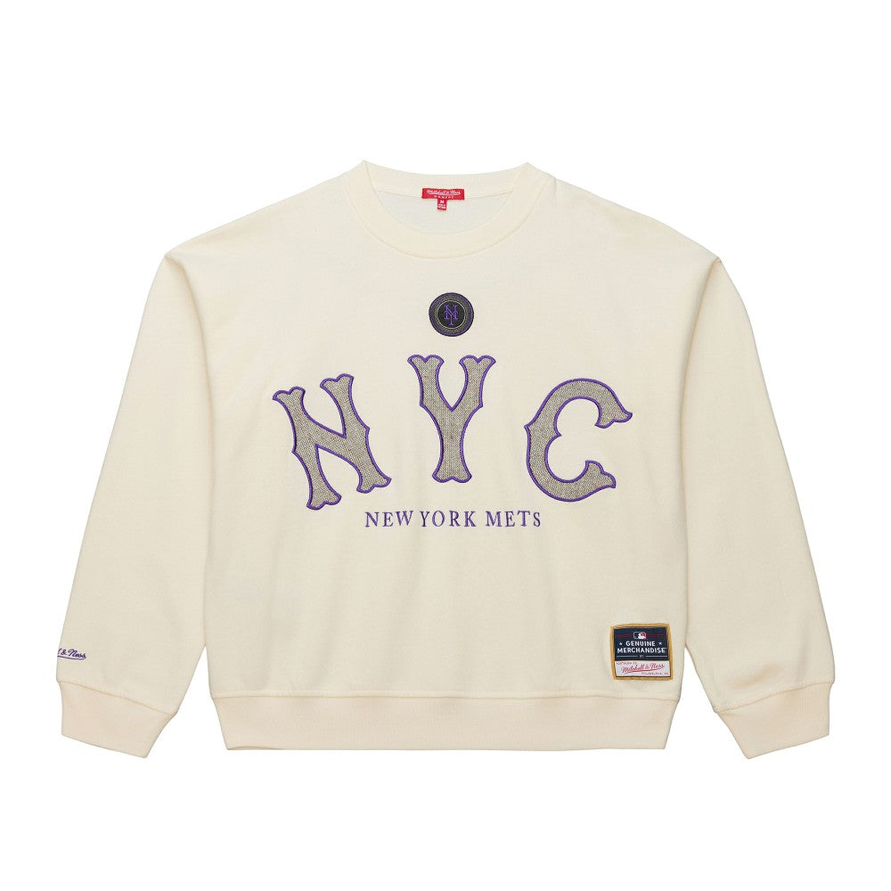 New York Mets Women's Premium Oversized Crewneck Sweatshirt Cream