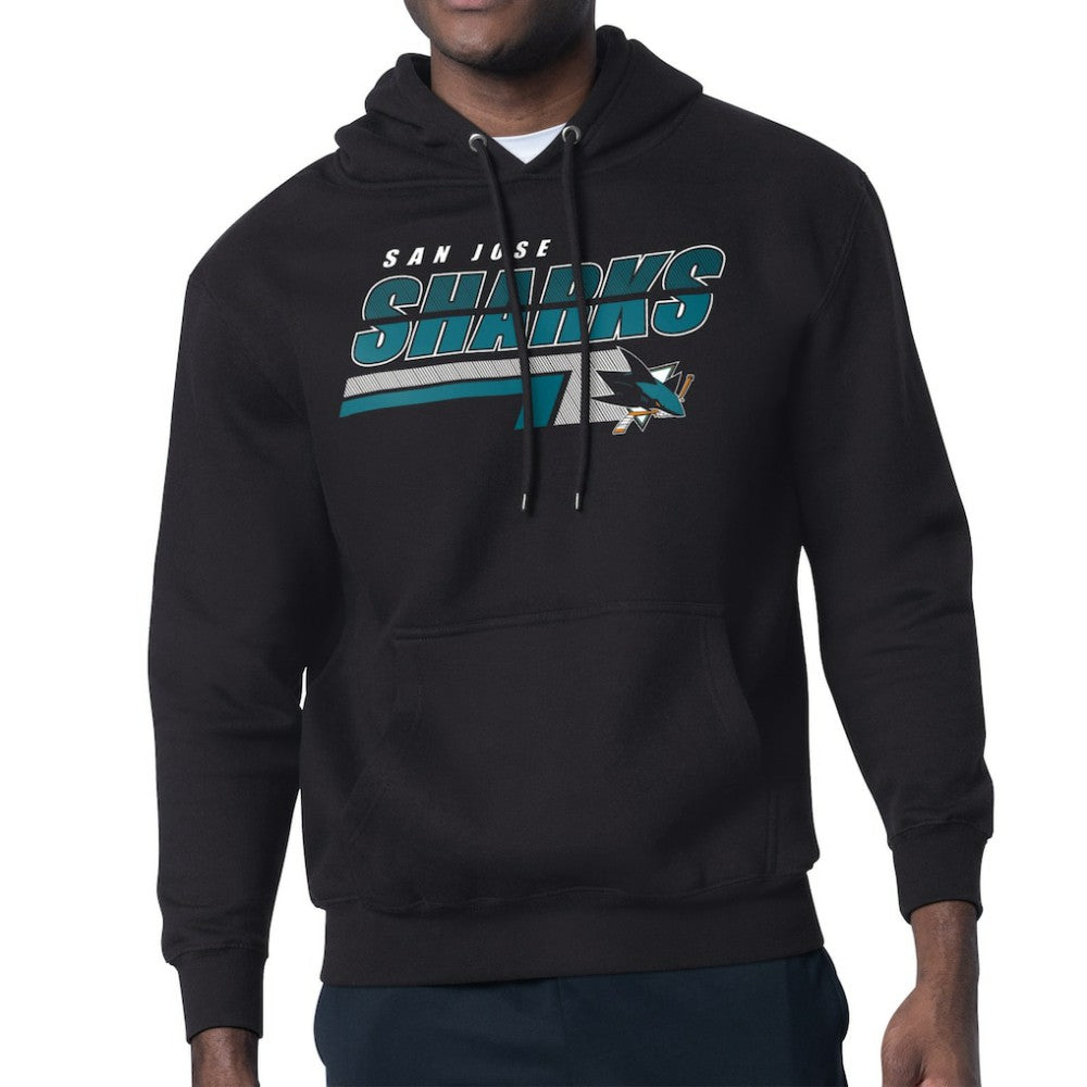 San Jose Sharks Starter Logo Push Fleece Hoodie - Black Hoodies