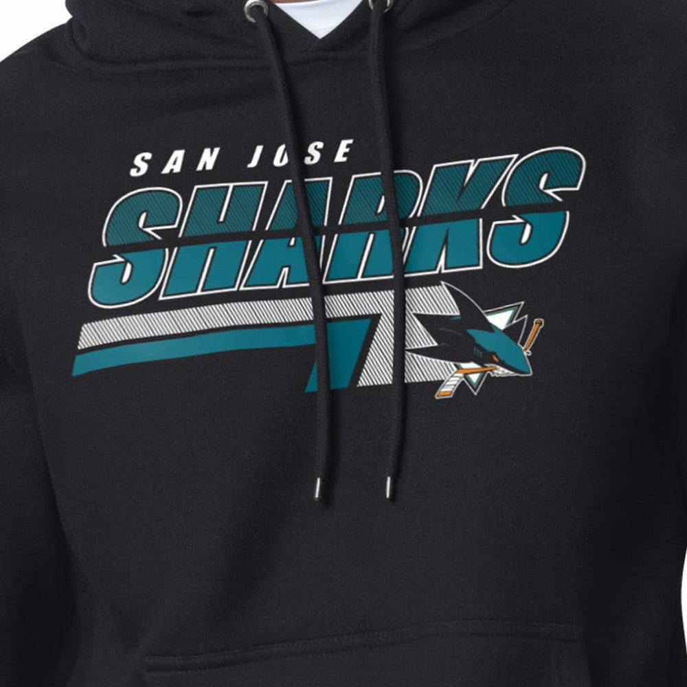San Jose Sharks Starter Logo Push Fleece Hoodie - Black Hoodies