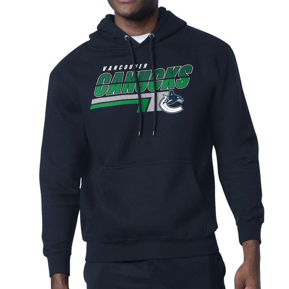 Vancouver Canucks Starter Logo Push Fleece Hoodie - Blue Hoodies