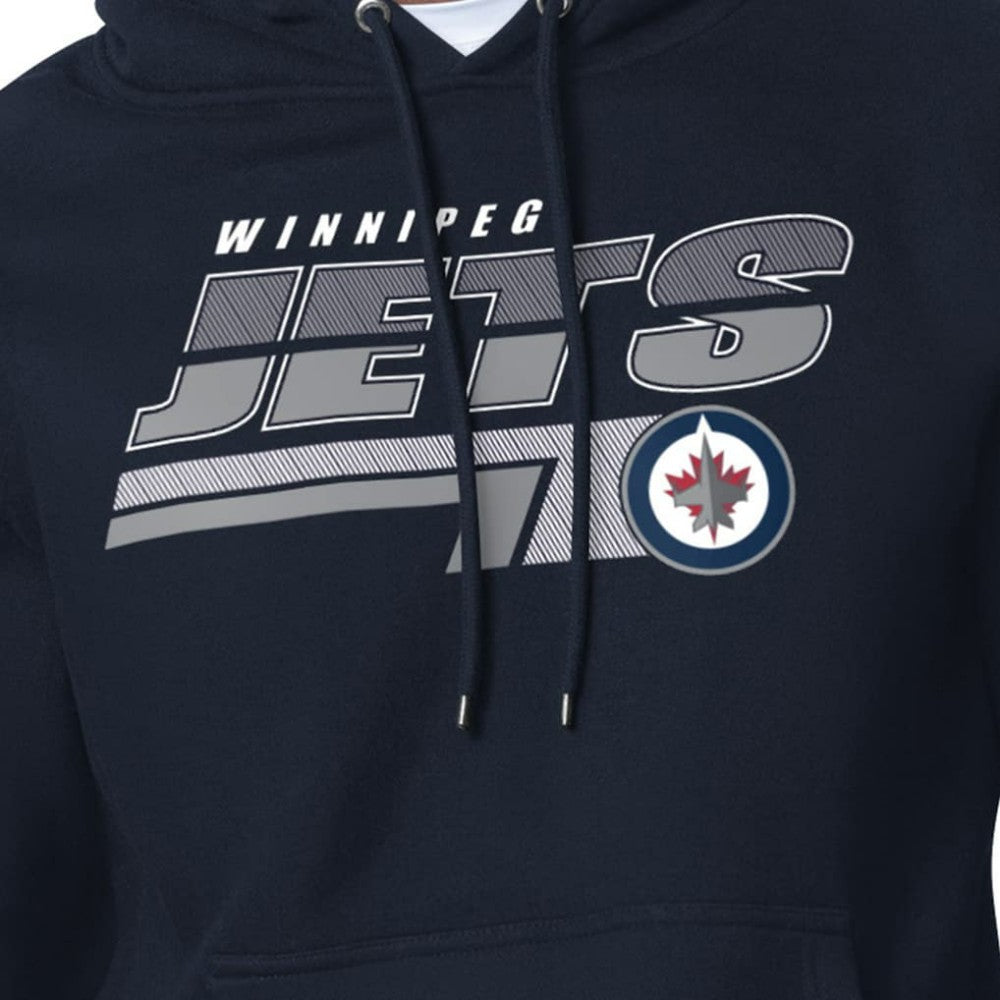 Winnipeg Jets Starter Logo Push Fleece Hoodie - Navy Hoodies