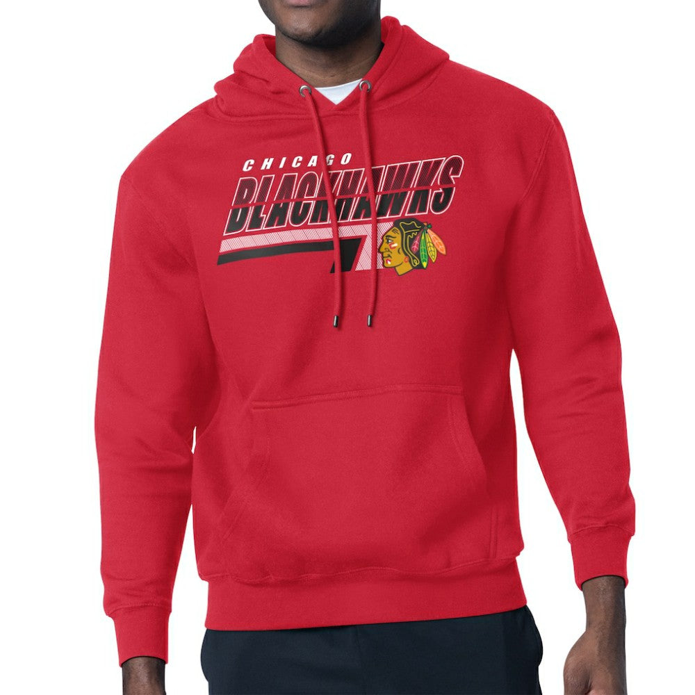 Chicago Blackhawks Starter Logo Push Fleece Hoodie - Red Hoodies