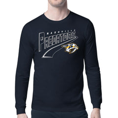 Nashville Predators Starter Modern Tailsweep Long Sleeve T-Shirt - Navy T-shirts