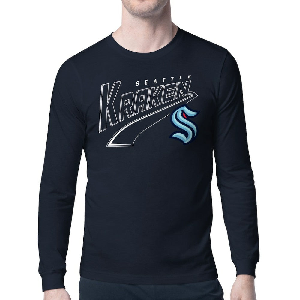 Seattle Kraken Starter Modern Tailsweep Long Sleeve T-Shirt - Deep Sea Blue T-shirts
