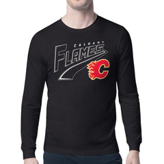 Calgary Flames Starter Modern Tailsweep Long Sleeve T-Shirt - Black T-shirts