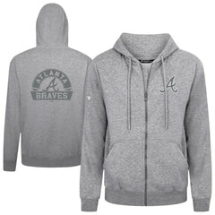 Atlanta Braves Levelwear Podium Chenille Logo Full-Zip Hoodie Heather Gray