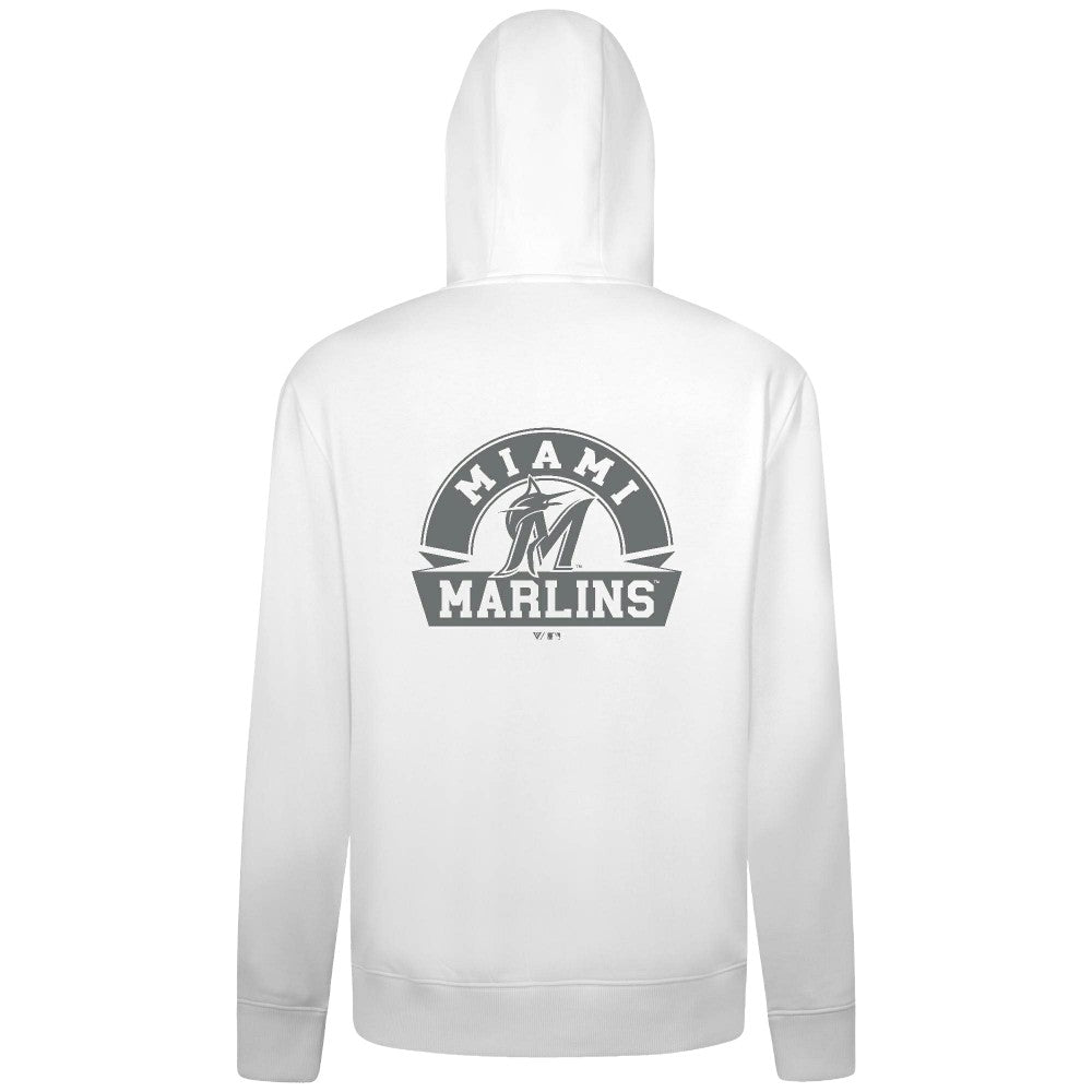 Miami Marlins Levelwear Podium Chenille Logo Full-Zip Hoodie White