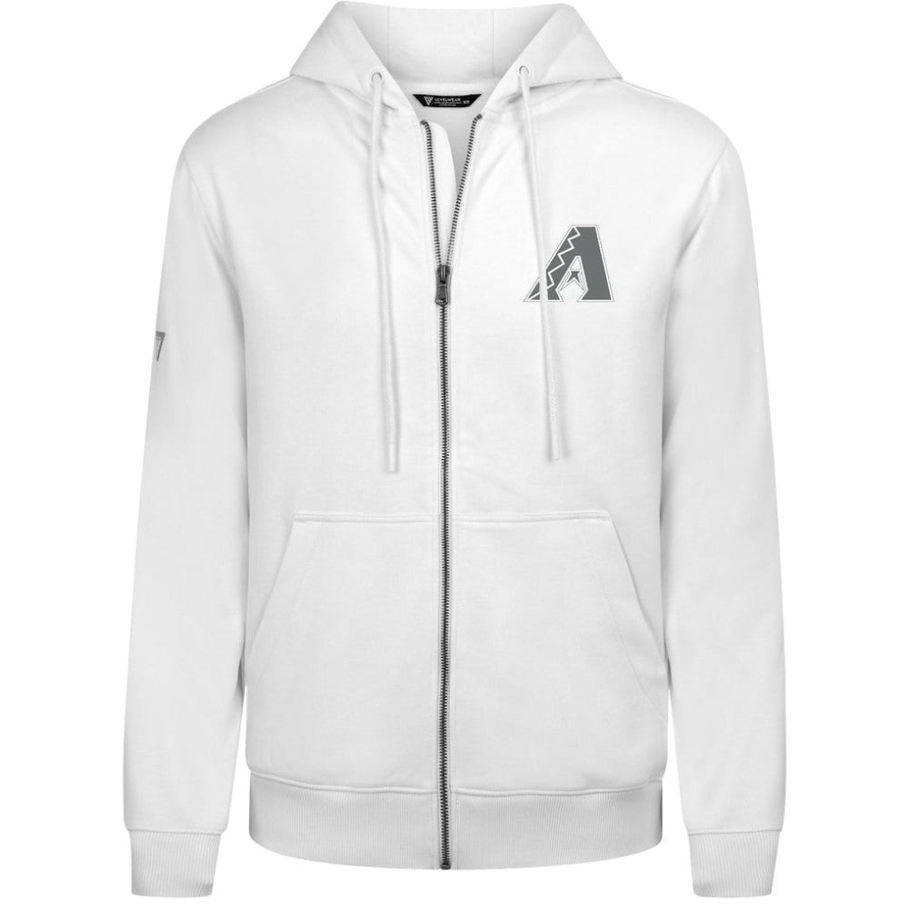 Arizona Diamondbacks Levelwear Podium Chenille Logo Full-Zip Hoodie White