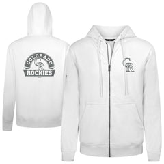 Colorado Rockies Levelwear Podium Chenille Logo Full-Zip Hoodie White