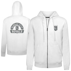 Kansas City Royals Levelwear Podium Chenille Logo Full-Zip Hoodie White