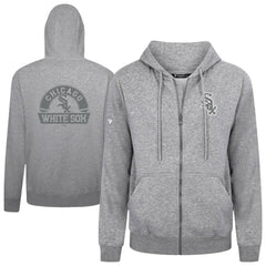 Chicago White Sox Levelwear Podium Chenille Logo Full-Zip Hoodie Heather Gray