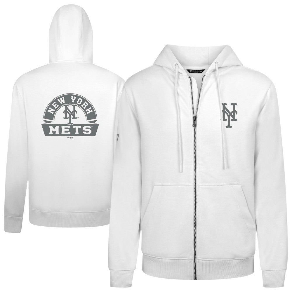 New York Mets Levelwear Podium Banner Arch Full-Zip Hoodie White