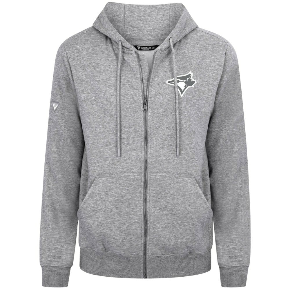 Toronto Blue Jays Levelwear Podium Banner Arch Full-Zip Hoodie Heather Gray