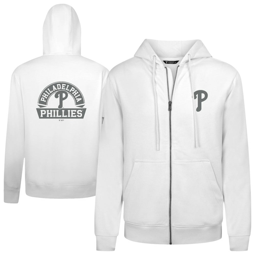 Philadelphia Phillies Levelwear Podium Banner Arch Full-Zip Hoodie White