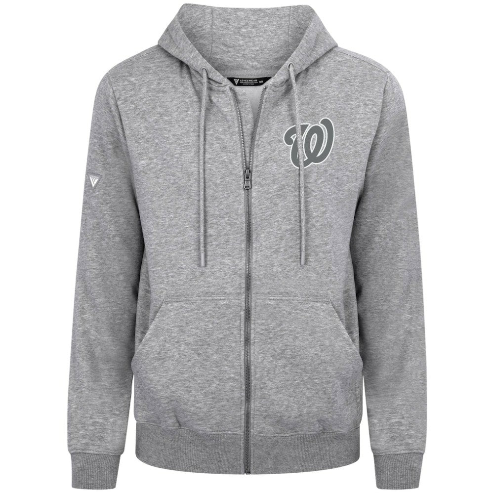 Washington Nationals Levelwear Podium Banner Arch Full-Zip Hoodie Heather Gray