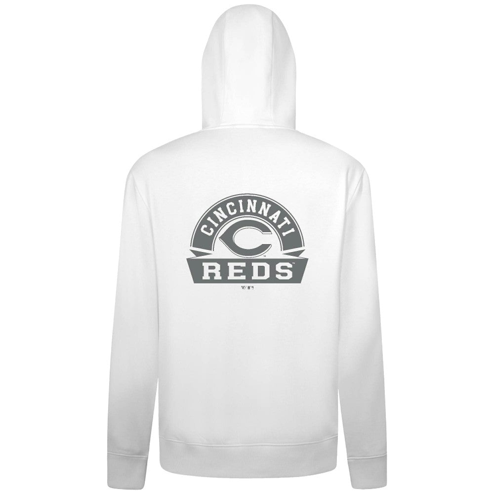 Cincinnati Reds Levelwear Podium Banner Arch Full-Zip Hoodie White