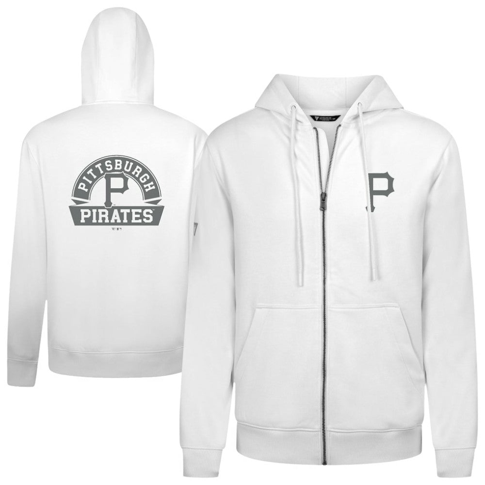 Pittsburgh Pirates Levelwear Podium Banner Arch Full-Zip Hoodie White