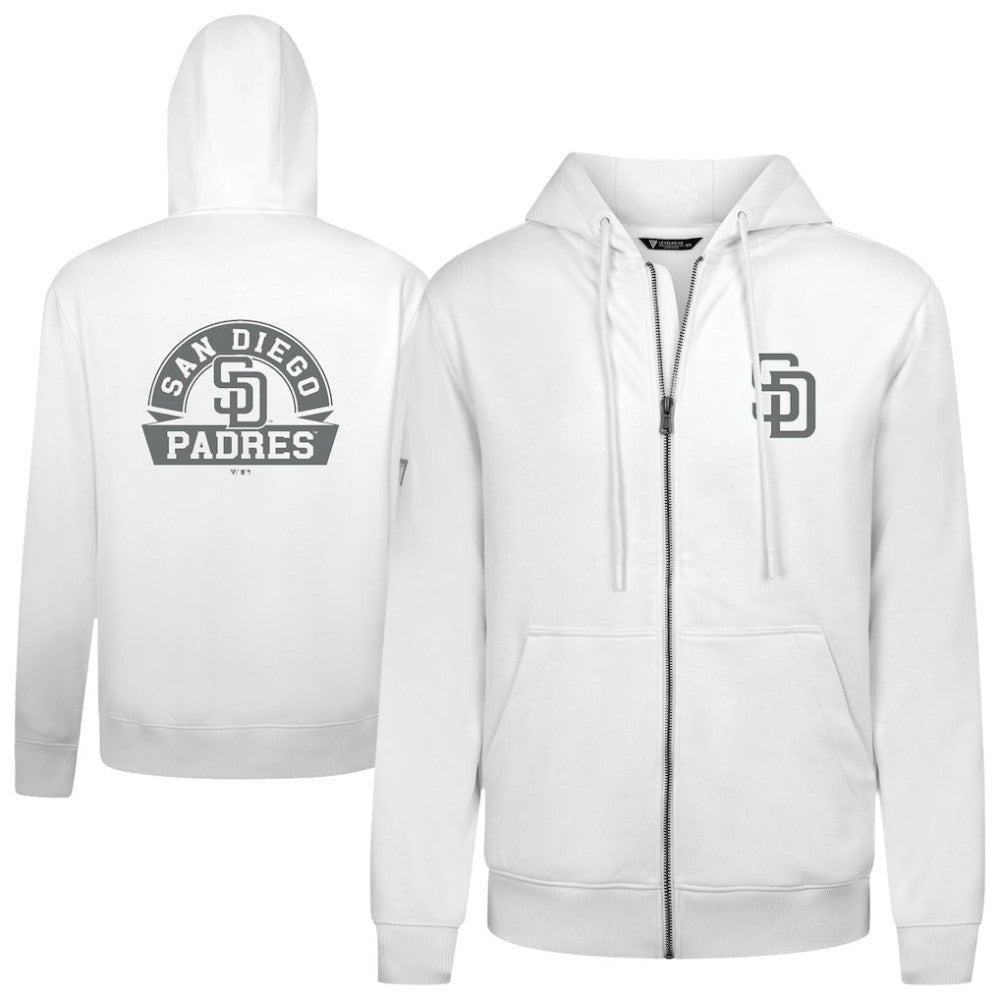 San Diego Padres Levelwear Podium Banner Arch Full-Zip Hoodie White
