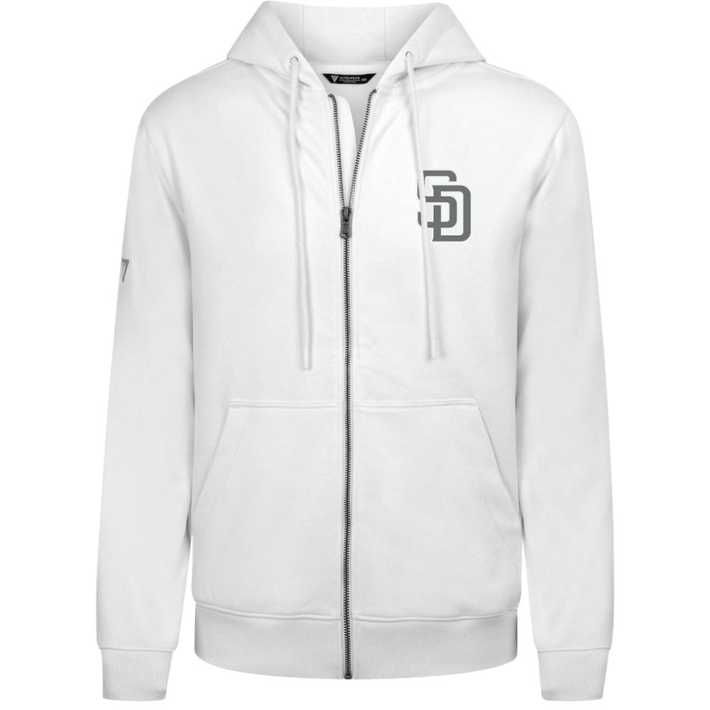 San Diego Padres Levelwear Podium Banner Arch Full-Zip Hoodie White