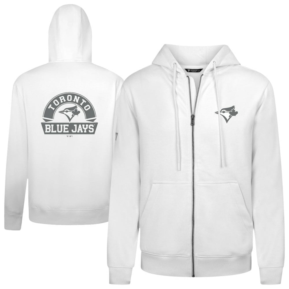 Toronto Blue Jays Levelwear Podium Banner Arch Full-Zip Hoodie White