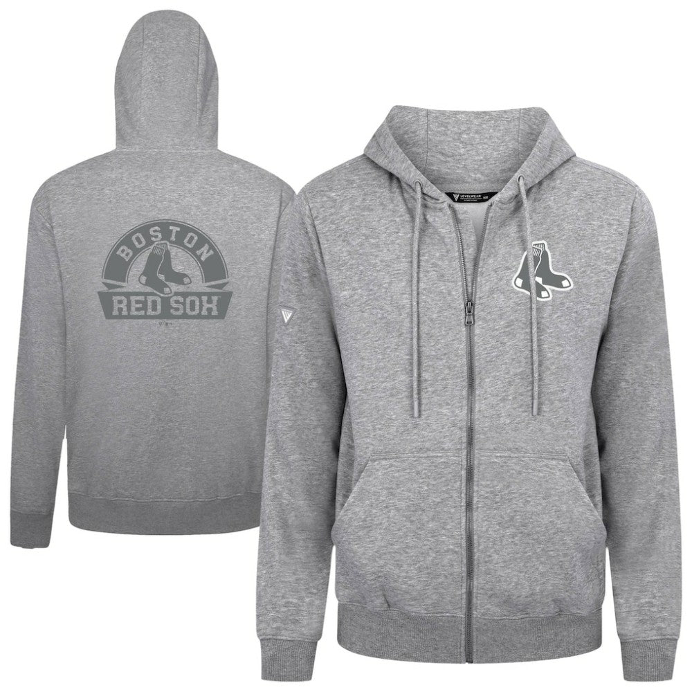 Boston Red Sox Levelwear Podium Banner Arch Full-Zip Hoodie Heather Gray