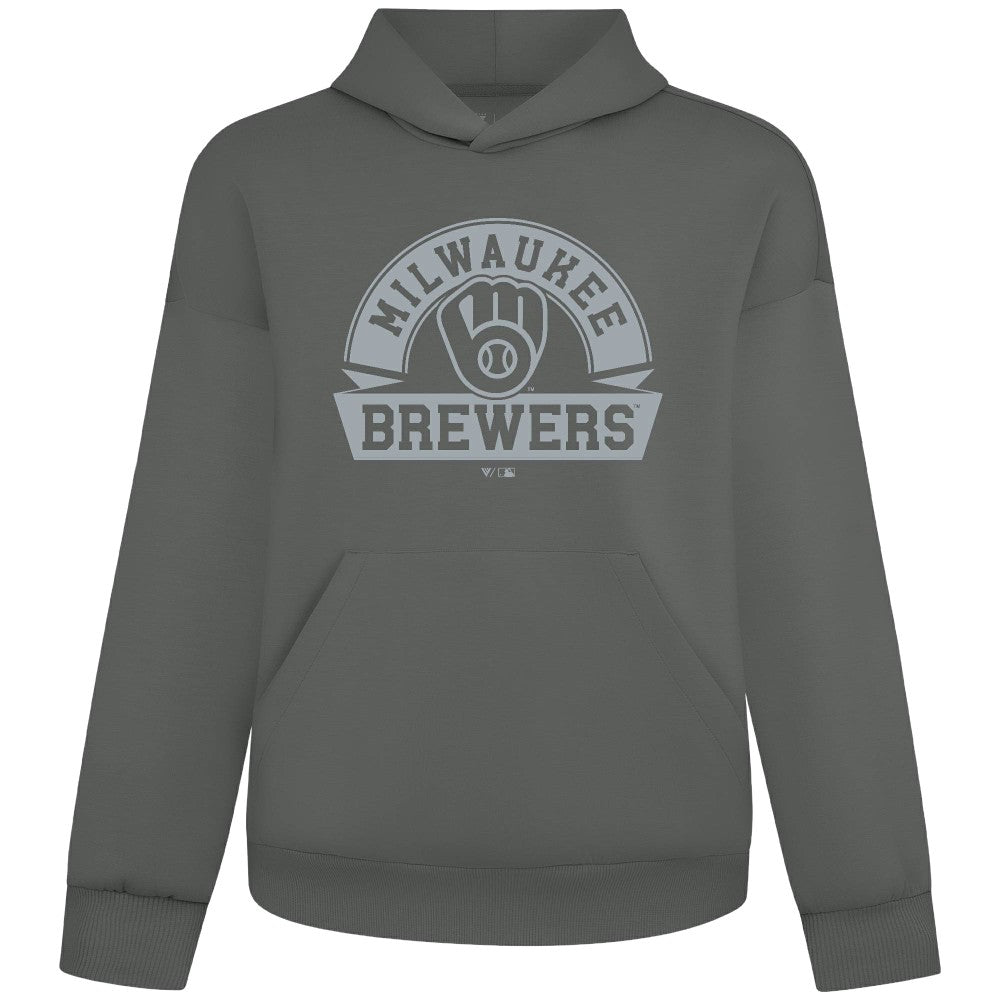 Milwaukee Brewers Levelwear Luxe Signature Banner Arch Tri-Blend Hoodie Gray