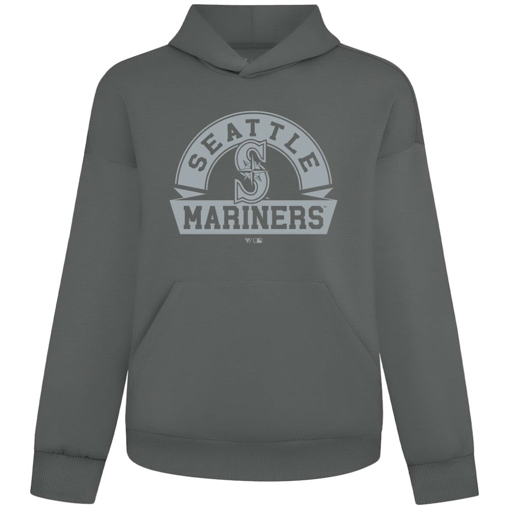 Seattle Mariners Levelwear Luxe Signature Banner Arch Tri-Blend Hoodie Gray