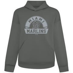 Miami Marlins Levelwear Luxe Signature Banner Arch Tri-Blend Hoodie Gray