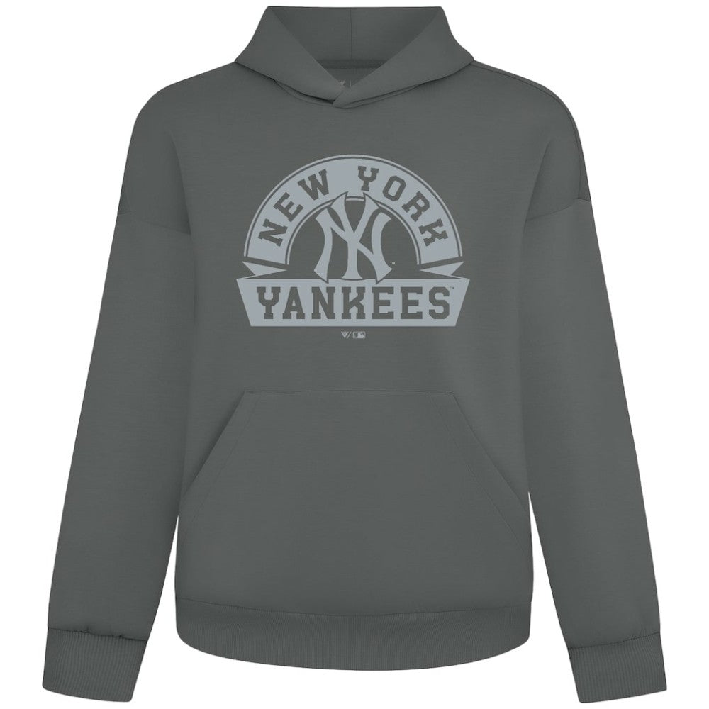New York Yankees Levelwear Luxe Signature Banner Arch Tri-Blend Hoodie Gray