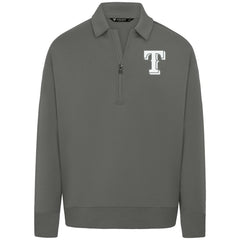 Texas Rangers Levelwear Luxe Signature Quarter-Zip Chenille Logo Tri-Blend Sweatshirt Gray